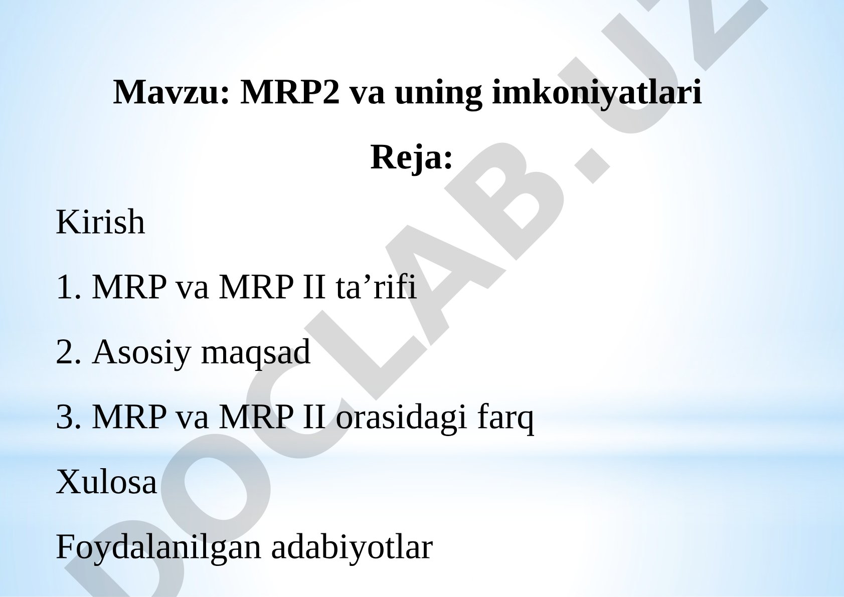 MRP2 va uning imkoniyatlari