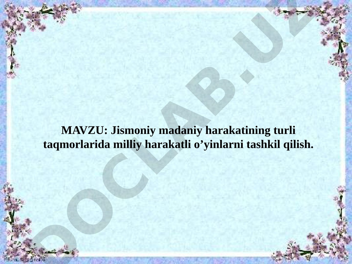 Jismoniy madaniy harakatining turli taqmorlarida milliy harakatli o'yinlarni tashkil qilish