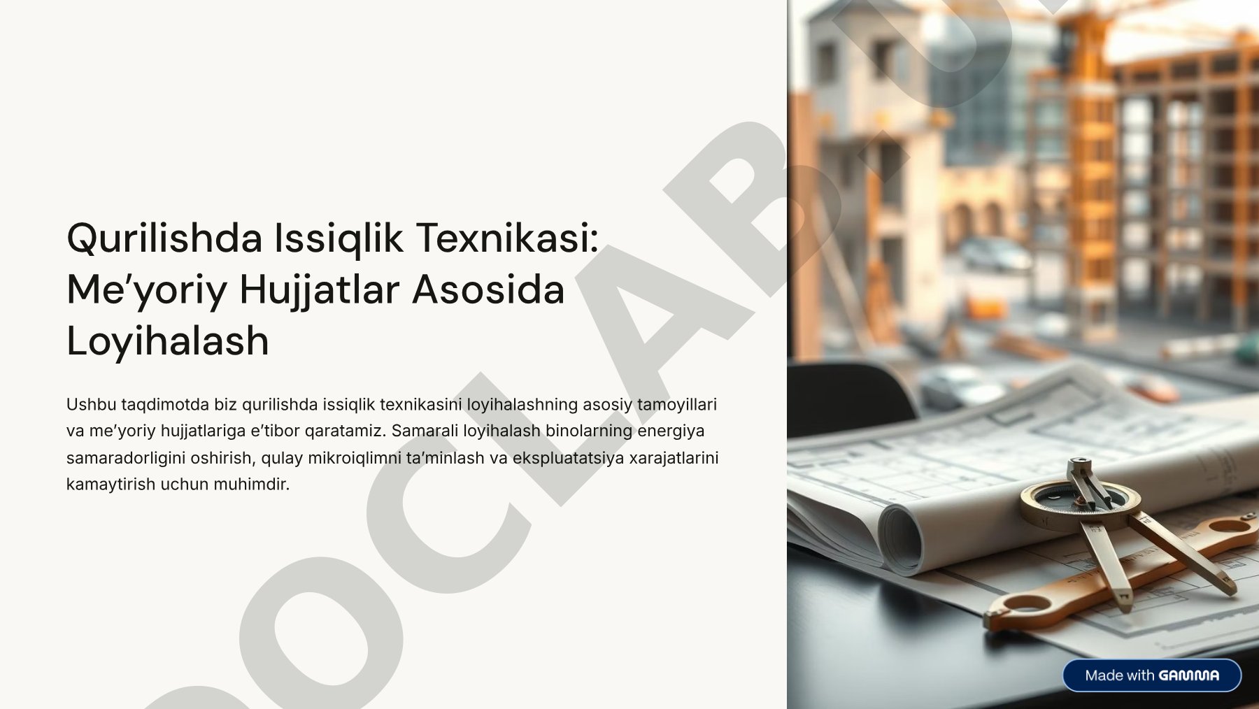 Qurilishda Issiqlik Texnikasi: Me'yoriy Hujjatlar Asosida Loyihalash