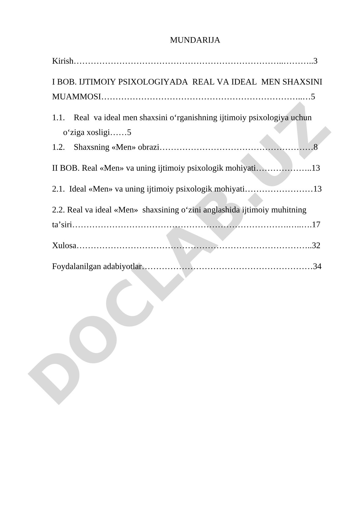 Real va ideal men shaxsining ijtimoiy psixologik tahlili
