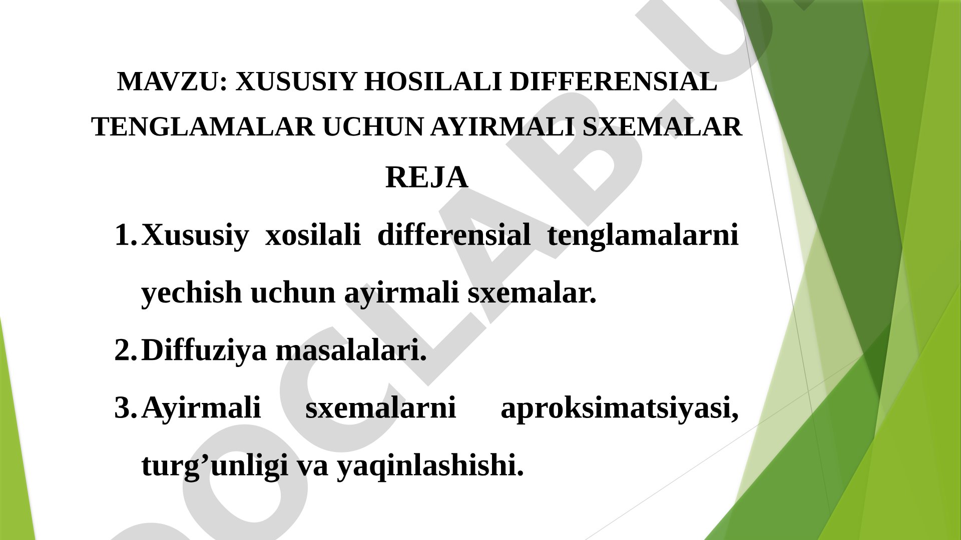 Xususiy hosilali differensial tenglamalar uchun ayirmali sxemalar