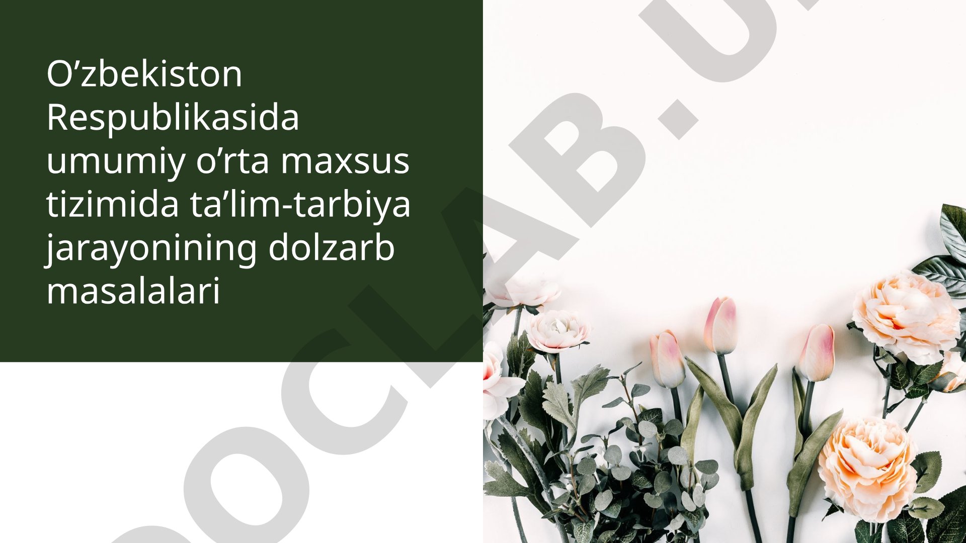 O’zbekiston Respublikasida umumiy o’rta maxsus tizimida ta’lim-tarbiya jarayonining dolzarb masalalari
