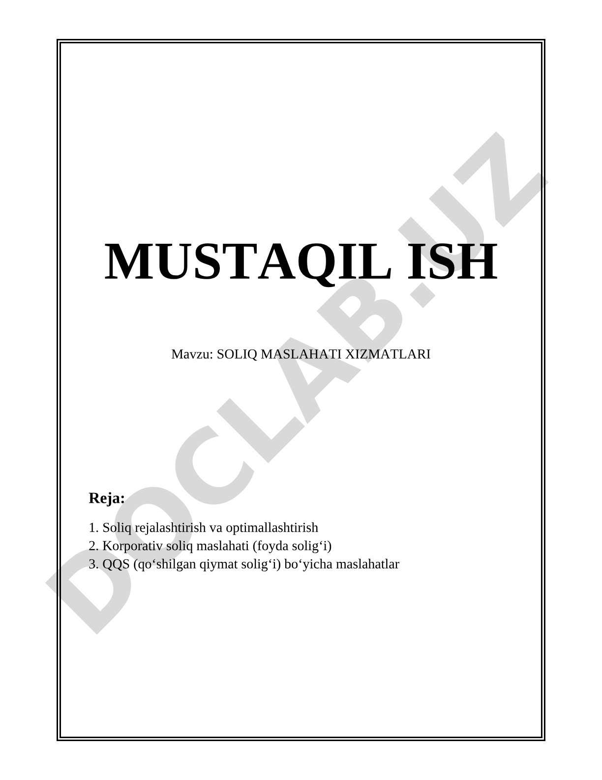 Soliq maslahati xizmatlari