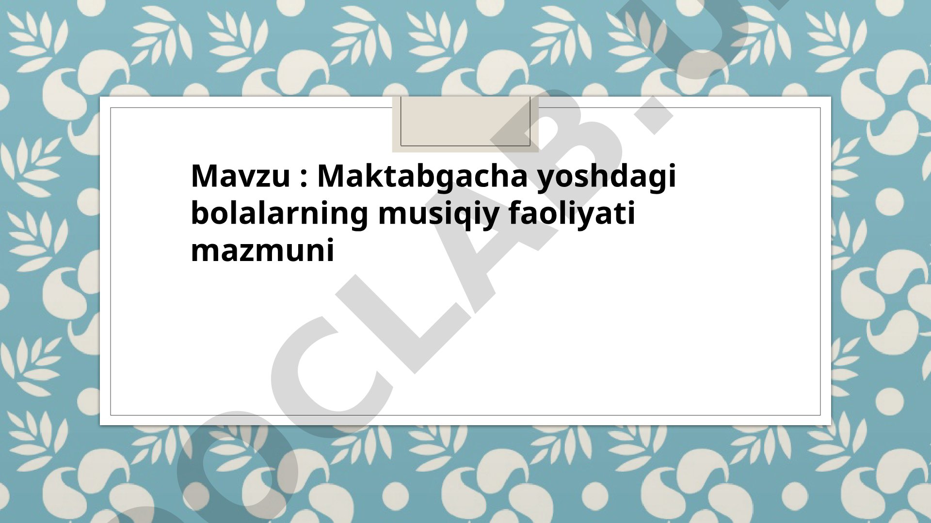 Maktabgacha yoshdagi bolalarning musiqiy faoliyati mazmuni