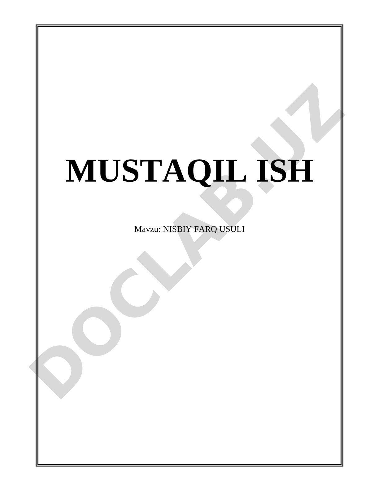 NISBIY FARQ USULI