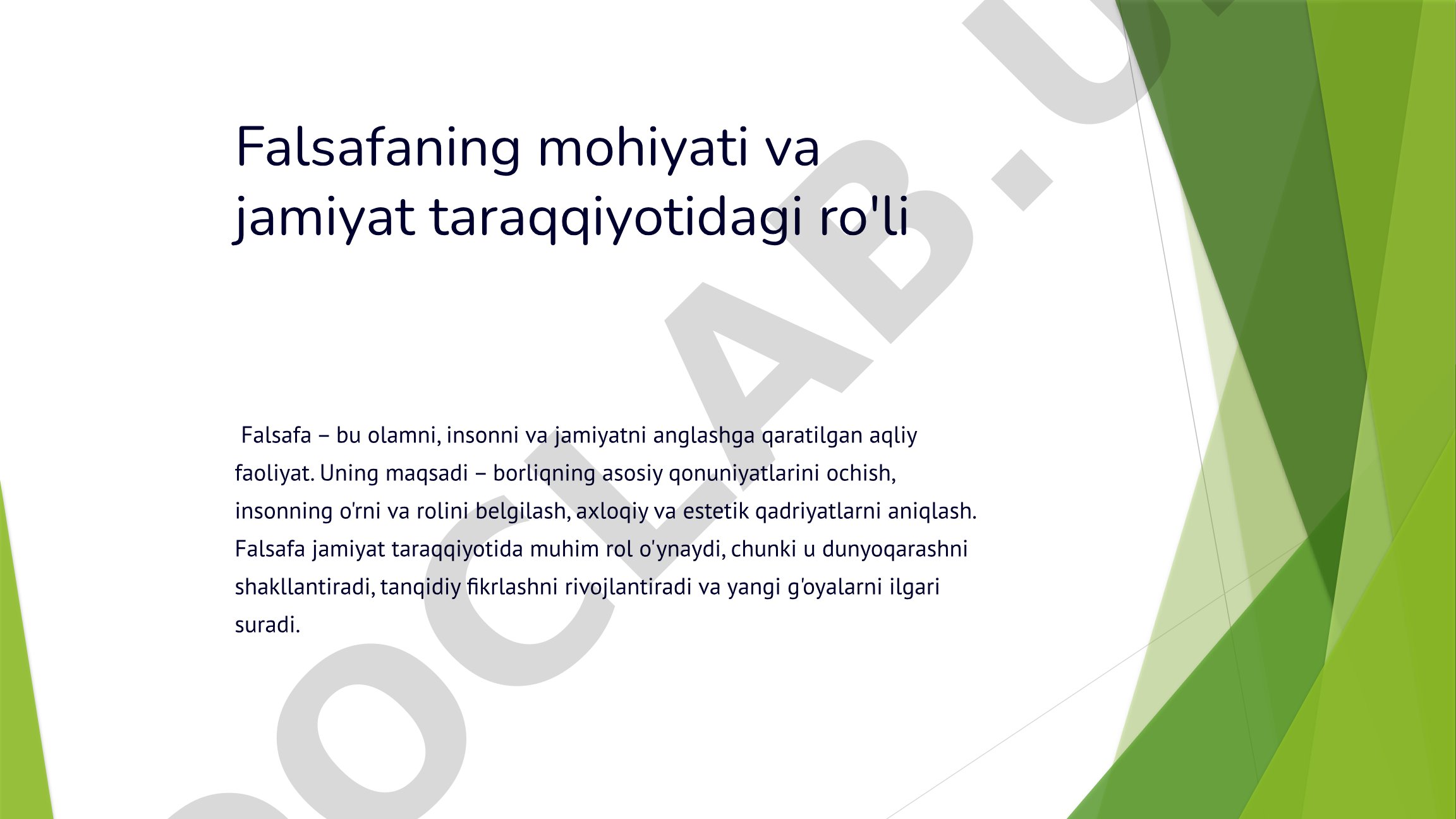 Falsafaning mohiyati va jamiyat taraqqiyotidagi ro'li