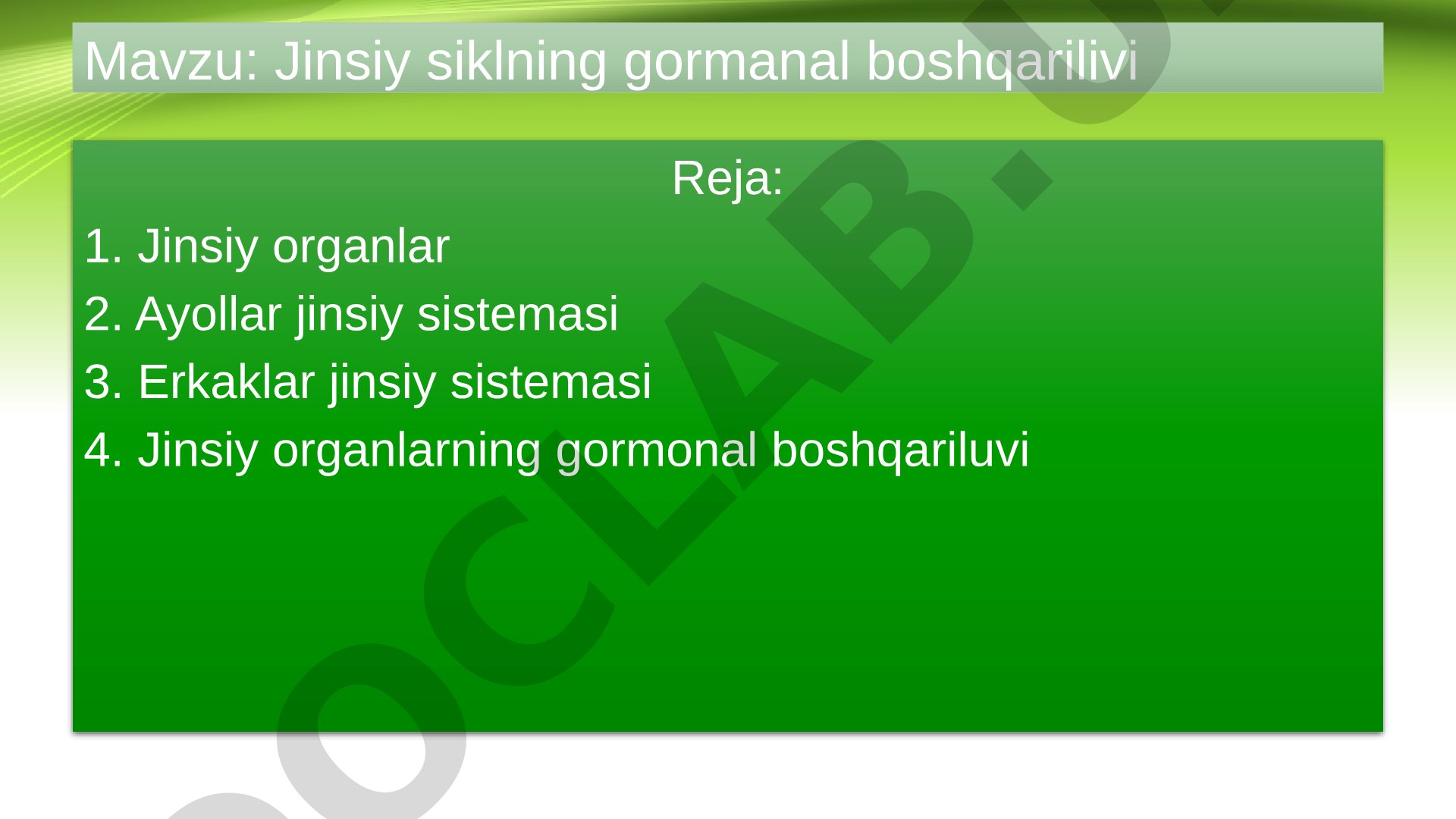 Jinsiy siklning gormonal boshqarilishi
