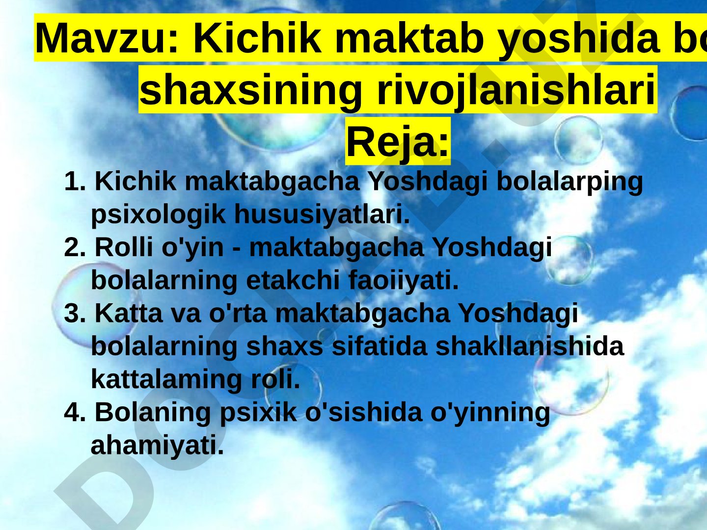 Kichik maktab yoshida bola shaxsining rivojlanishlari