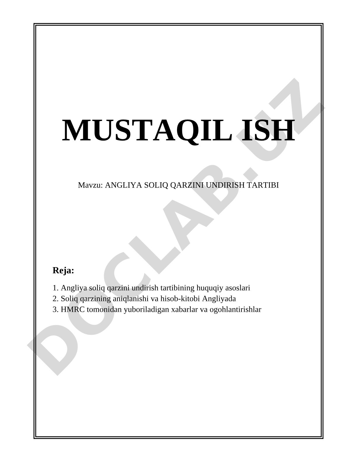 Angliya soliq qarzini undirish tartibi