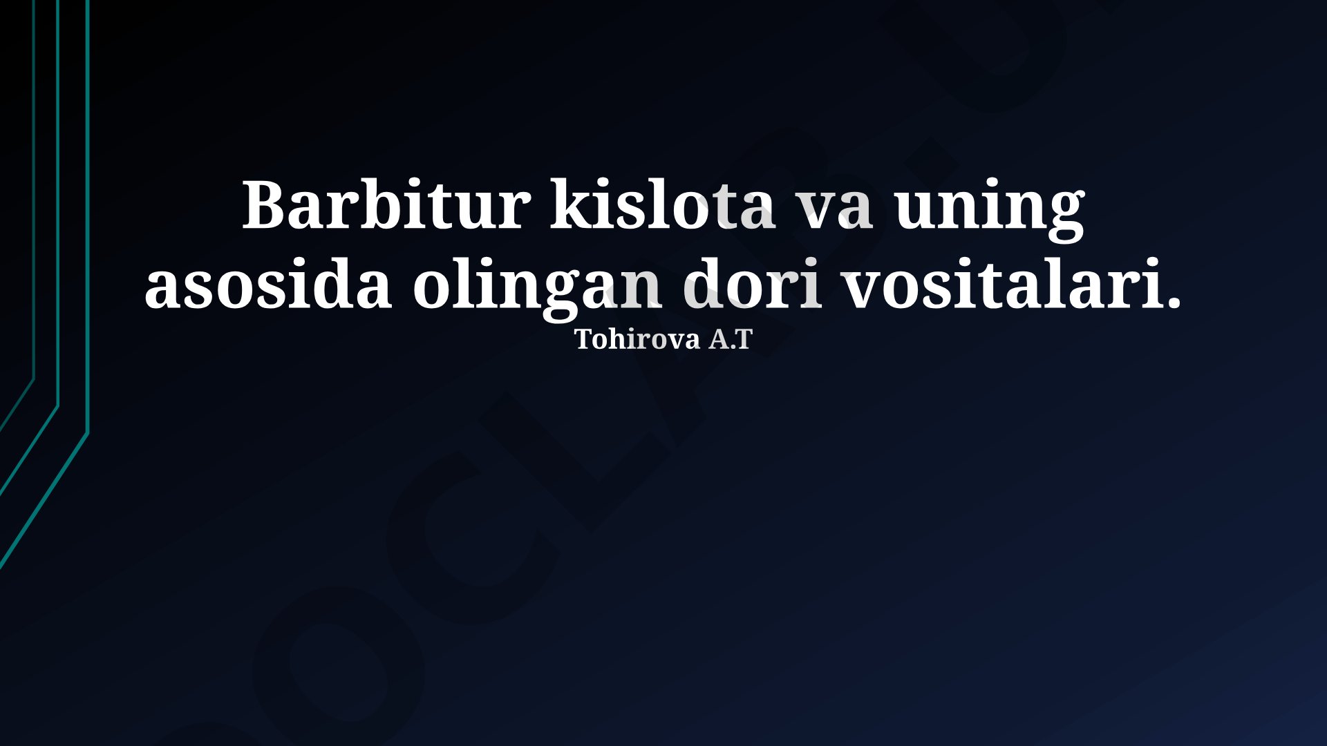 Barbitur kislota va uning asosida olingan dori vositalari