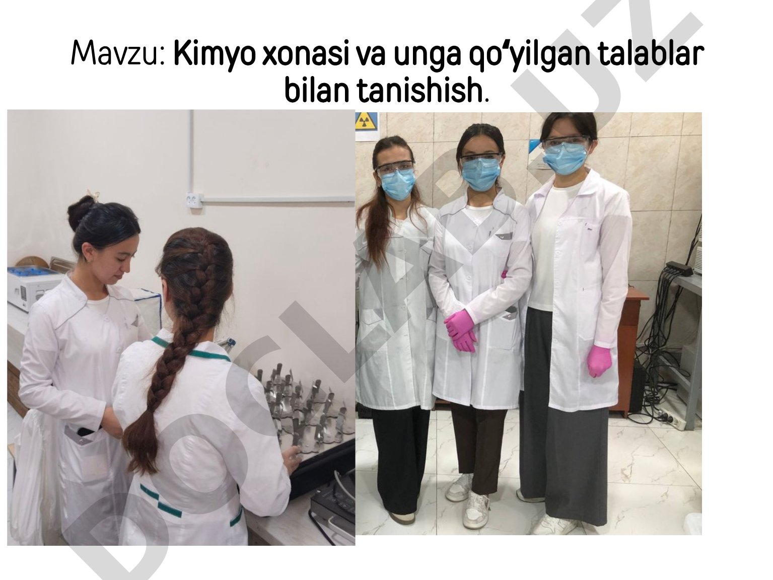 Kimyo xonasi va unga qo'yilgan talablar bilan tanishish