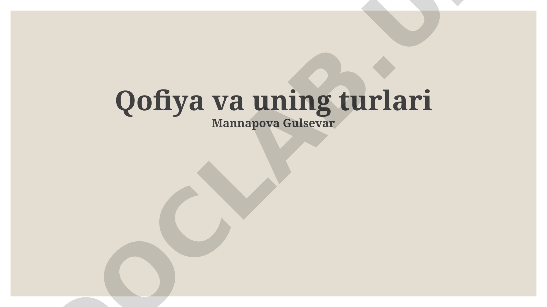 Qofiya va uning turlari