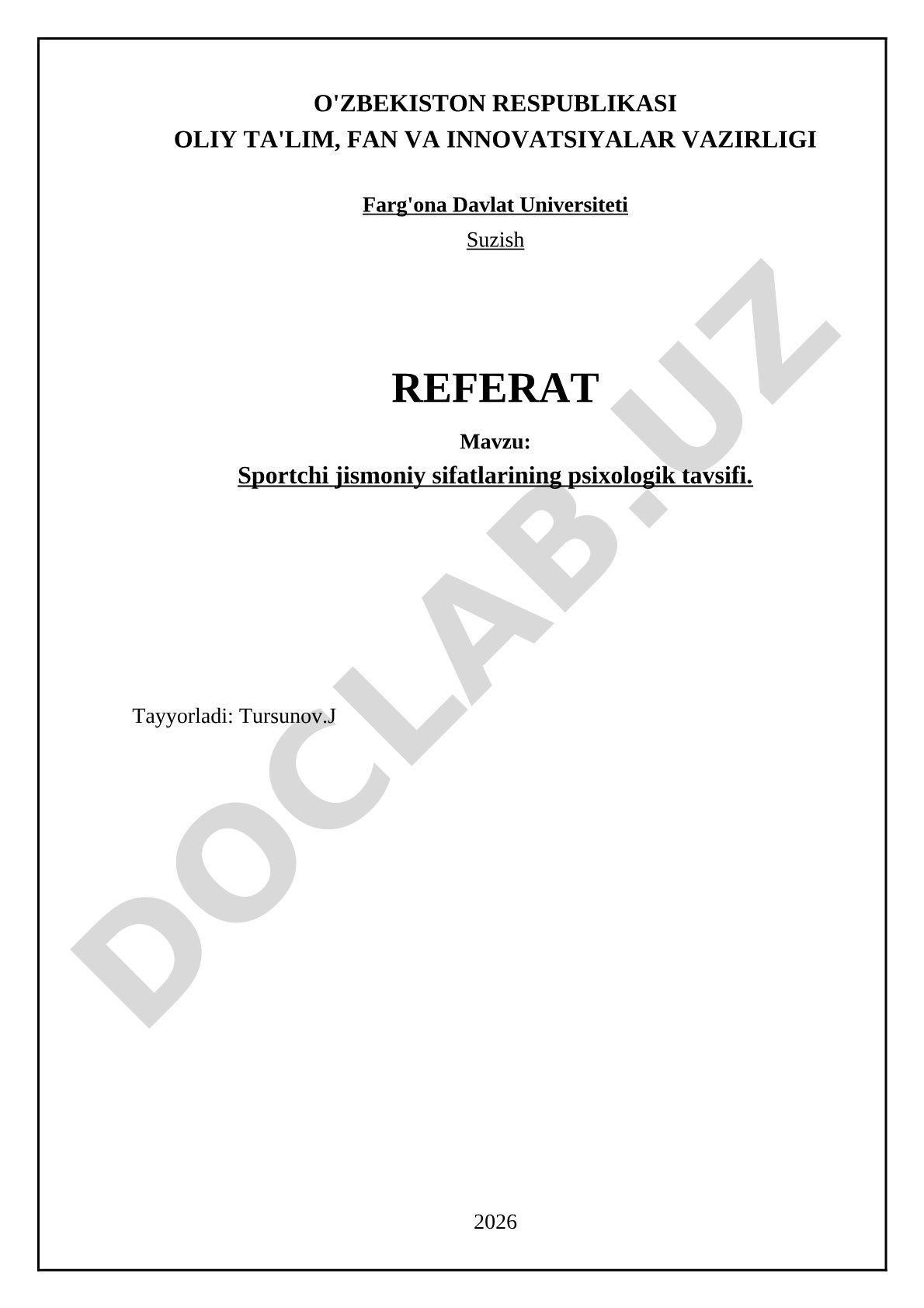 Sportchi jismoniy sifatlarining psixologik tavsifi