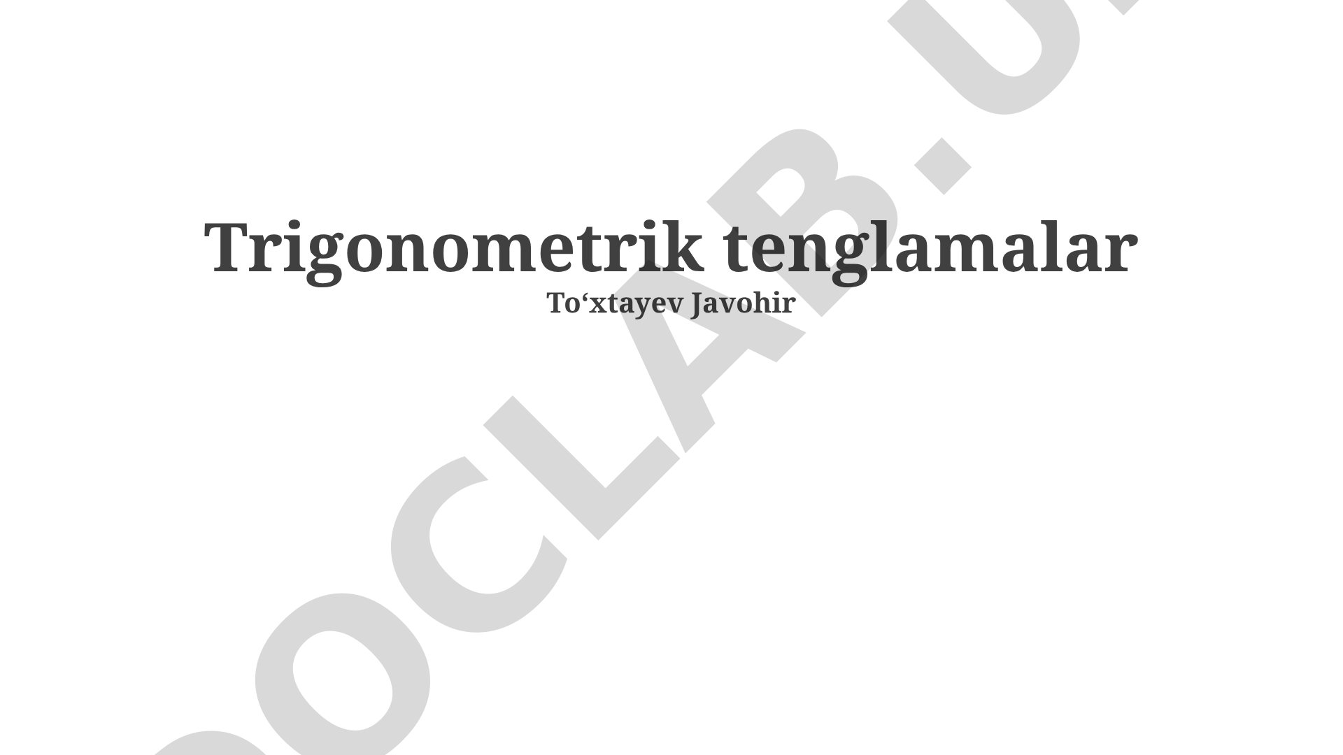 Trigonometrik tenglamalar