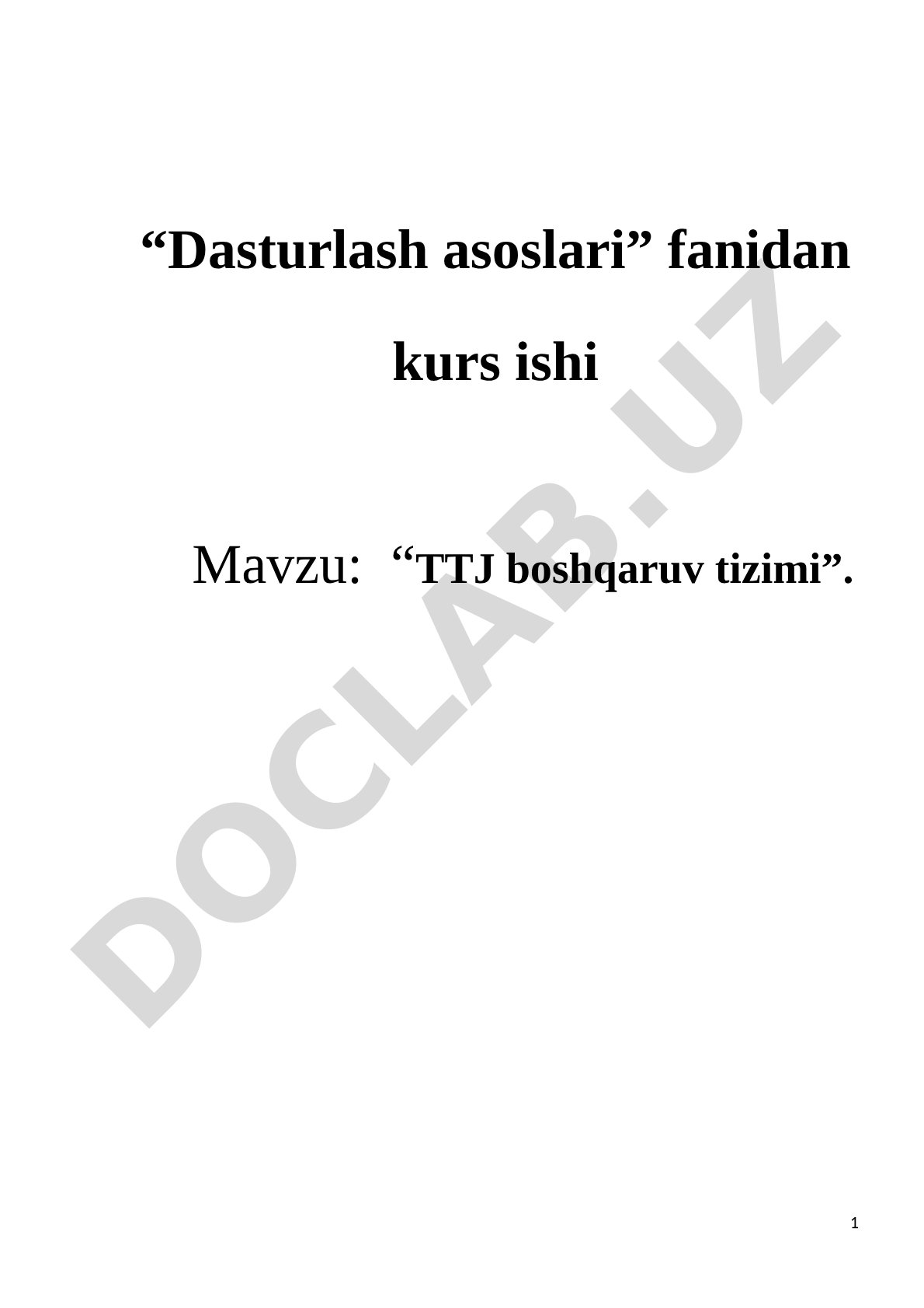 C# va .NET platformasida TTJ boshqaruv tizimini yaratish bo'yicha kurs ishi