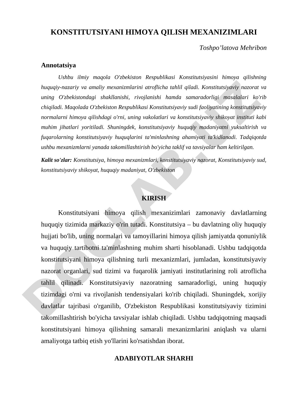 Konstitutsiyani himoya qilish mexanizmlari