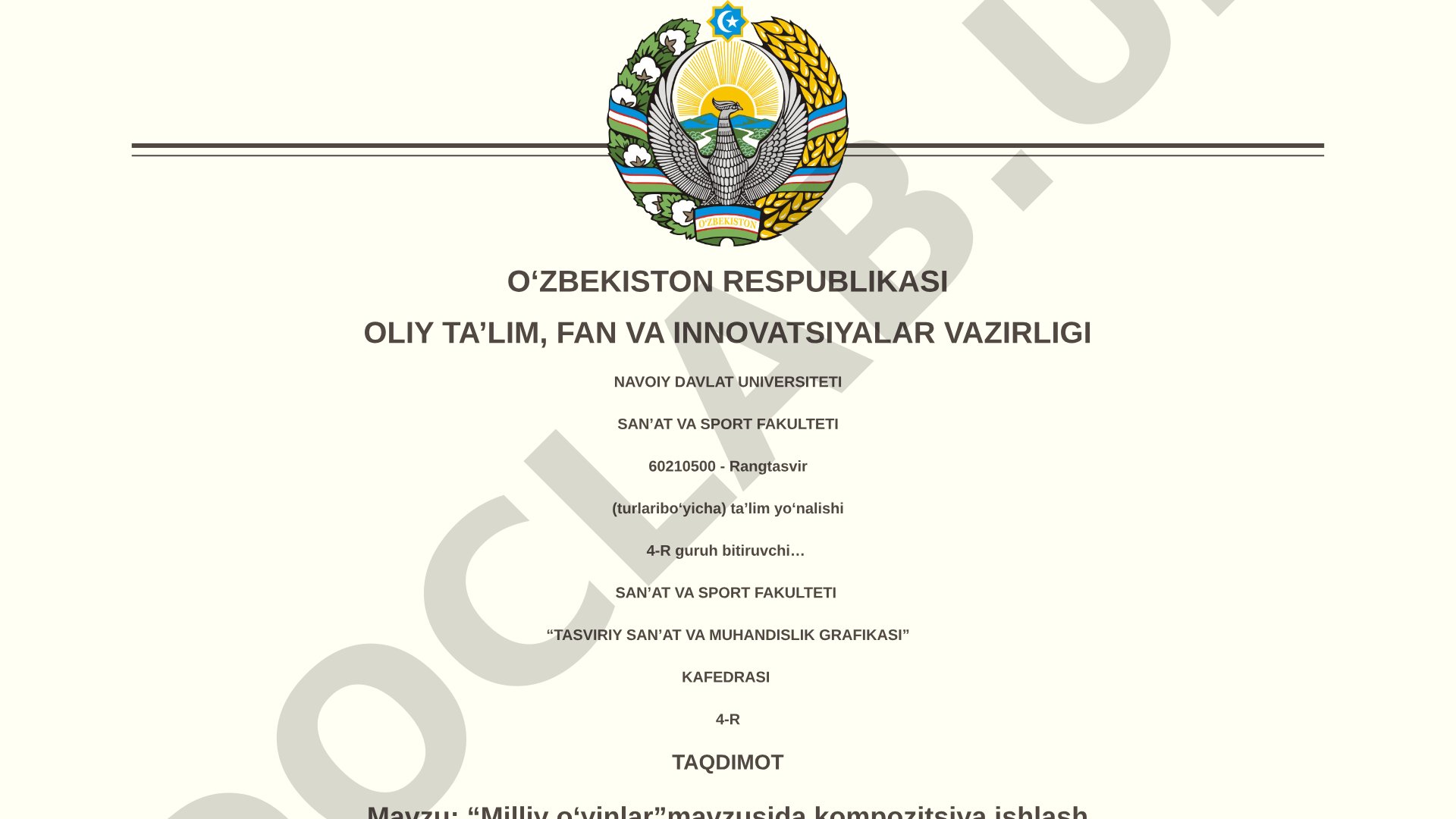 Milliy o'yinlar mavzusida kompozitsiya ishlash