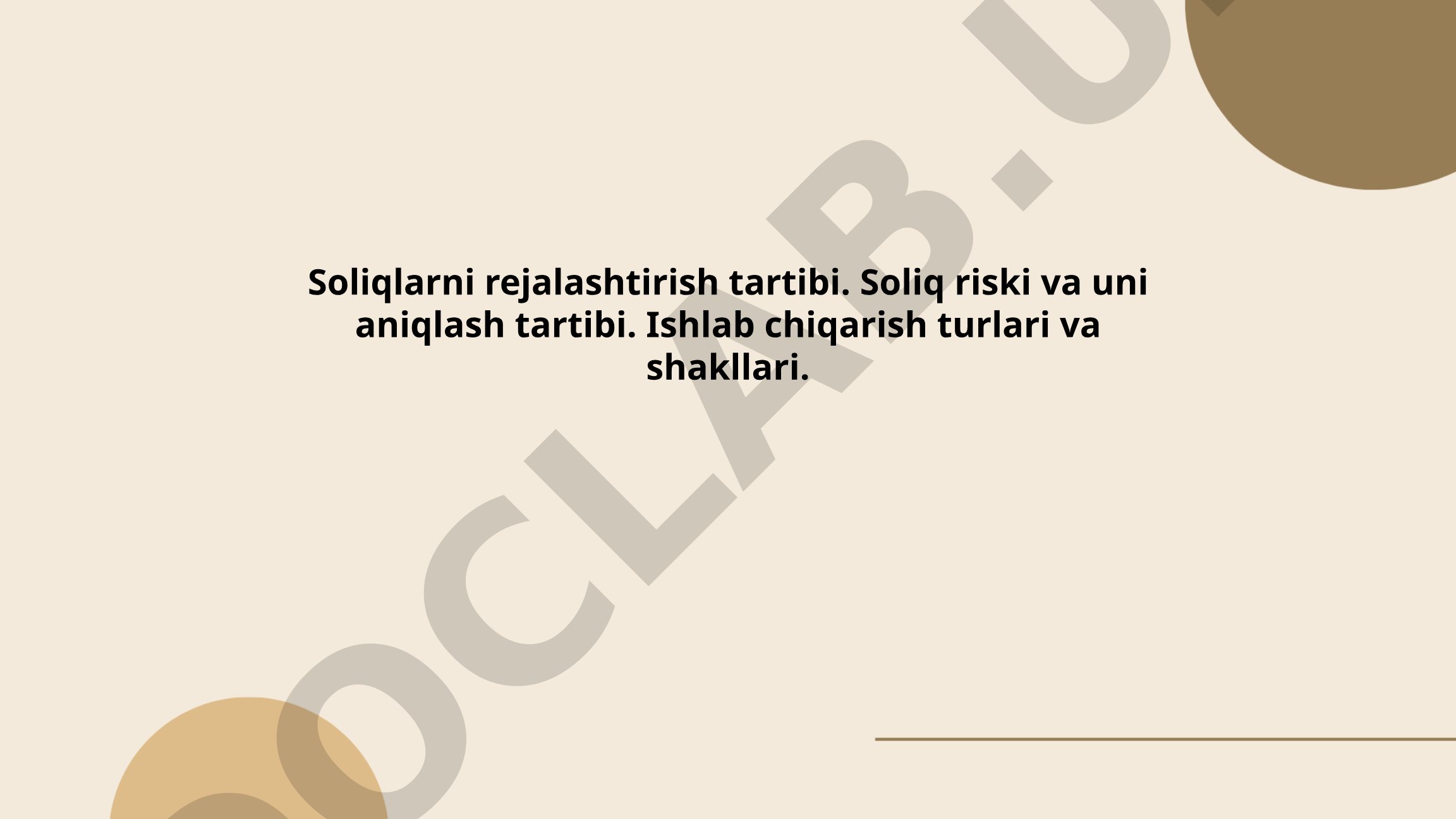 Soliqlarni rejalashtirish tartibi