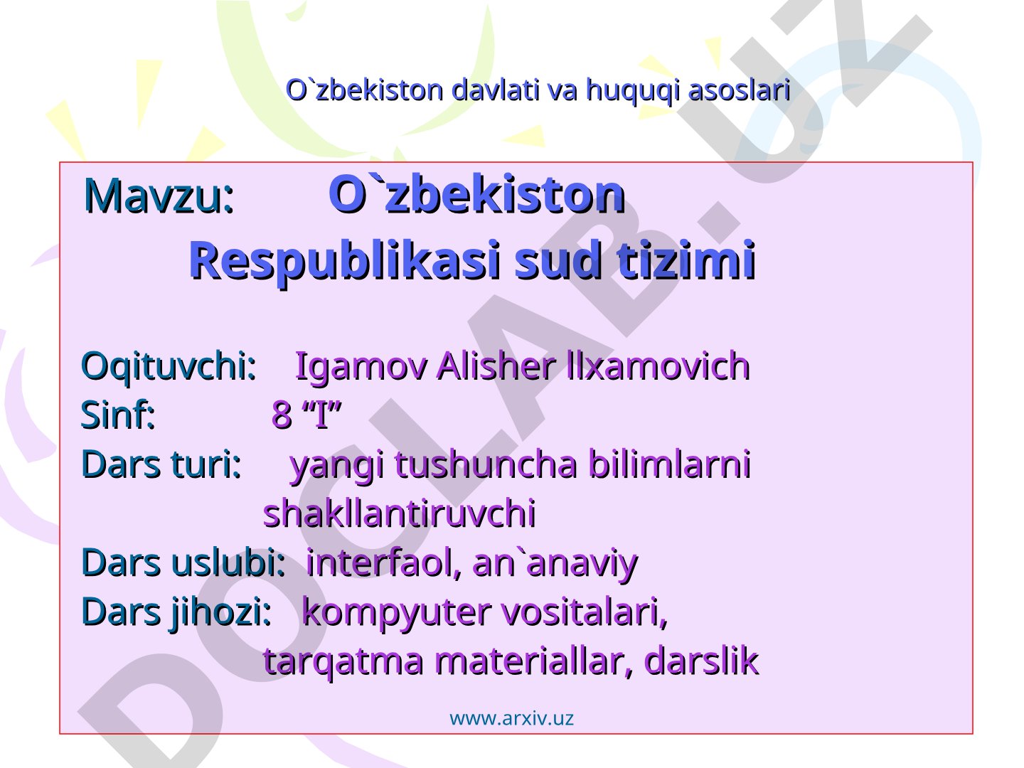 O'zbekiston Respublikasi sud tizimi