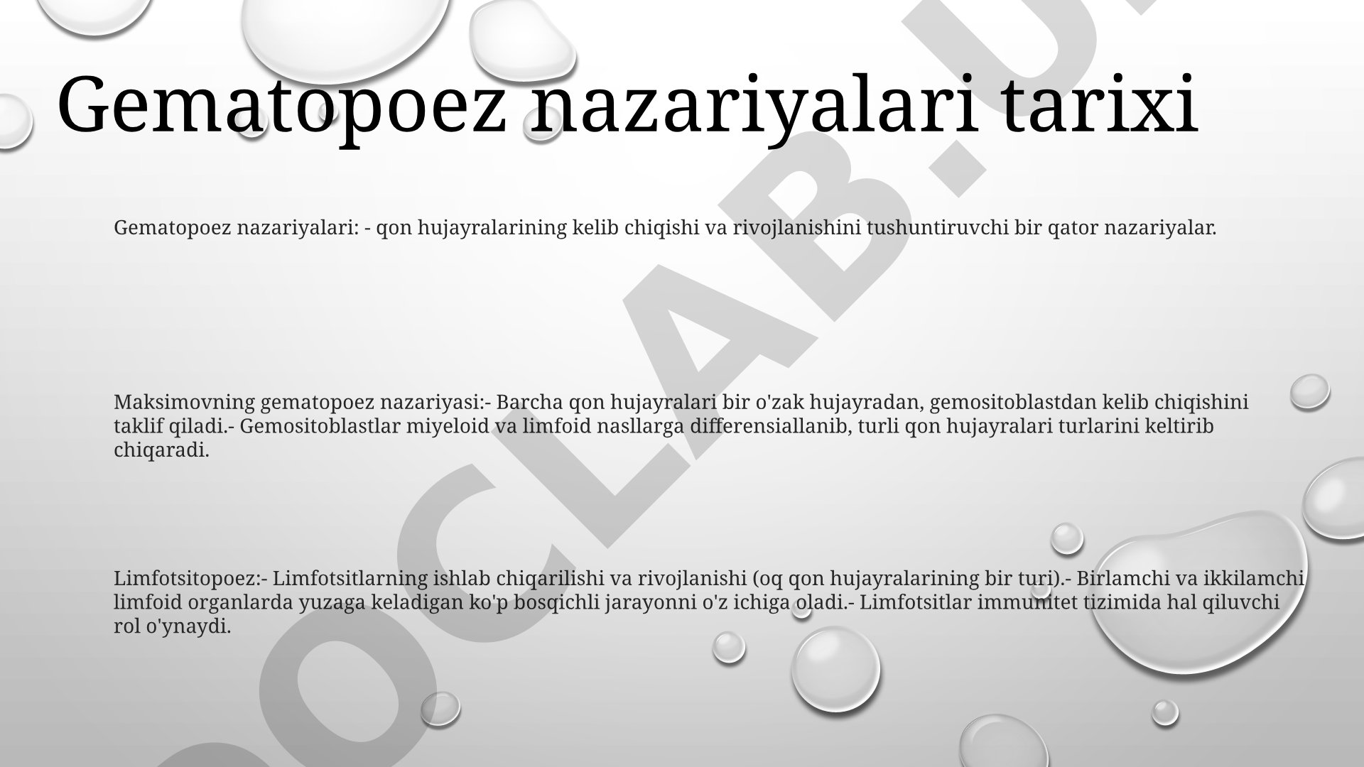 Gematopoez nazariyalari