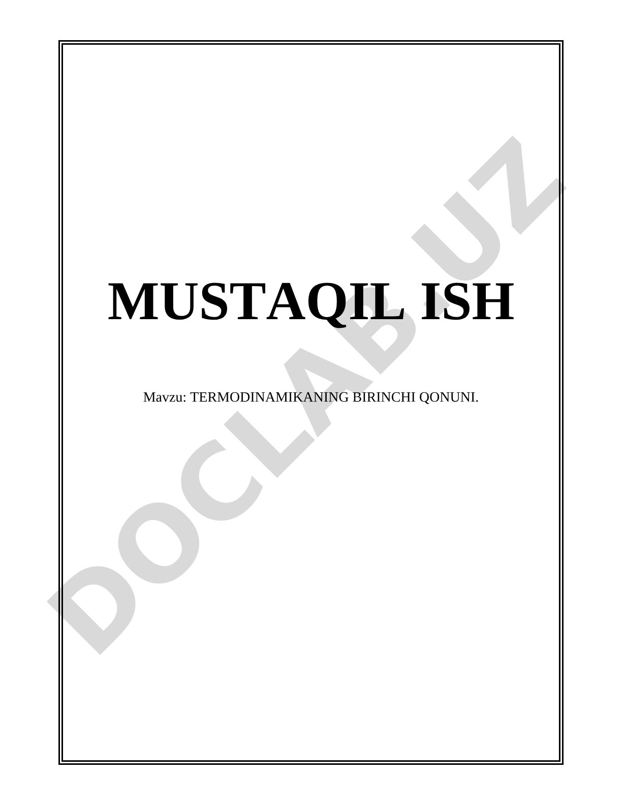 Termodinamikaning birinchi qonuni