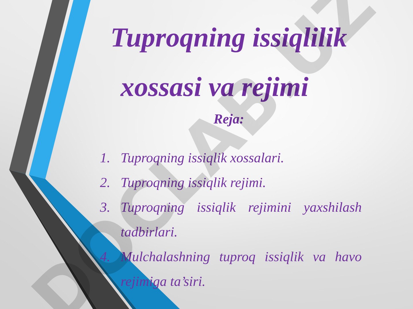 Tuproqning issiqlilik xossasi va rejimi