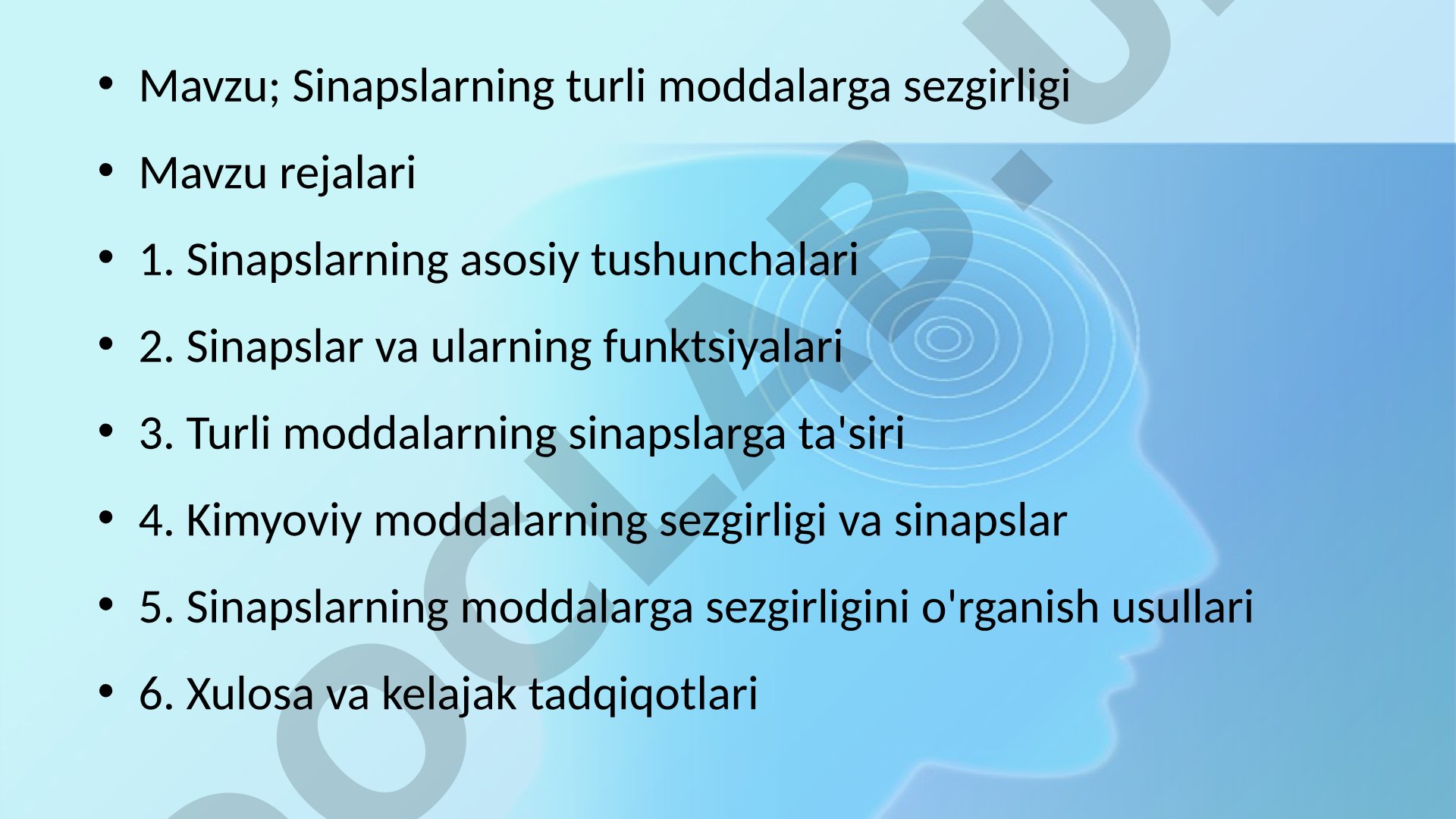 Sinapslarning turli moddalarga sezgirligi