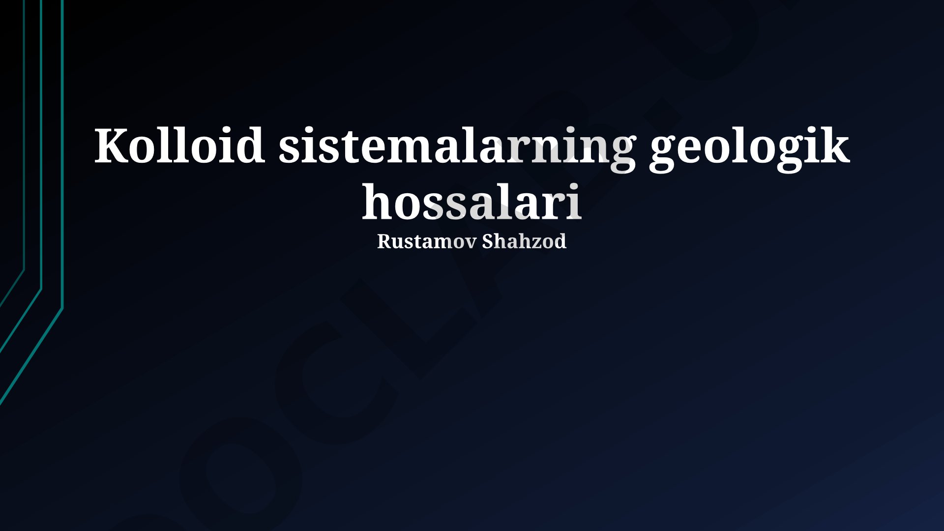 Kolloid sistemalarning geologik hossalari