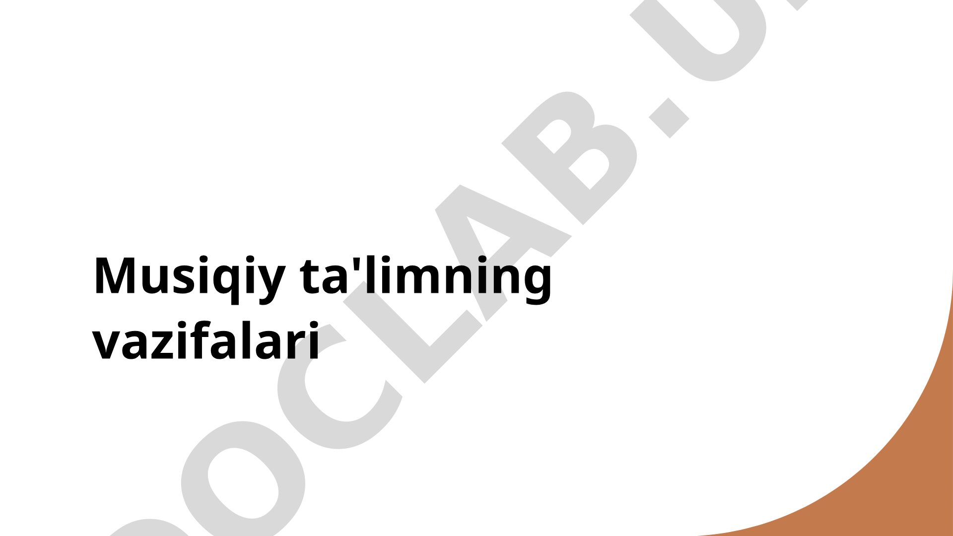 Musiqiy ta'limning vazifalari va an'anaviy musiqa bilan aloqasi haqida taqdimot