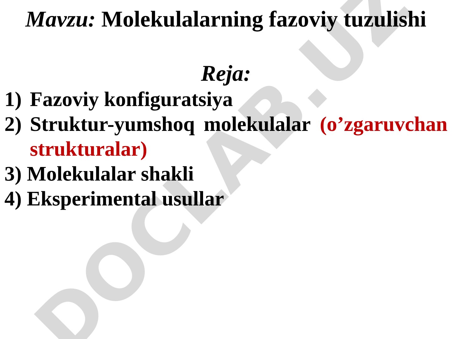 Molekulalarning fazoviy tuzilishi