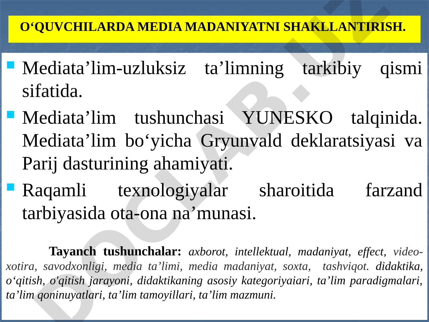 Mediata’lim-uzluksiz ta’limning tarkibiy qismi sifatida