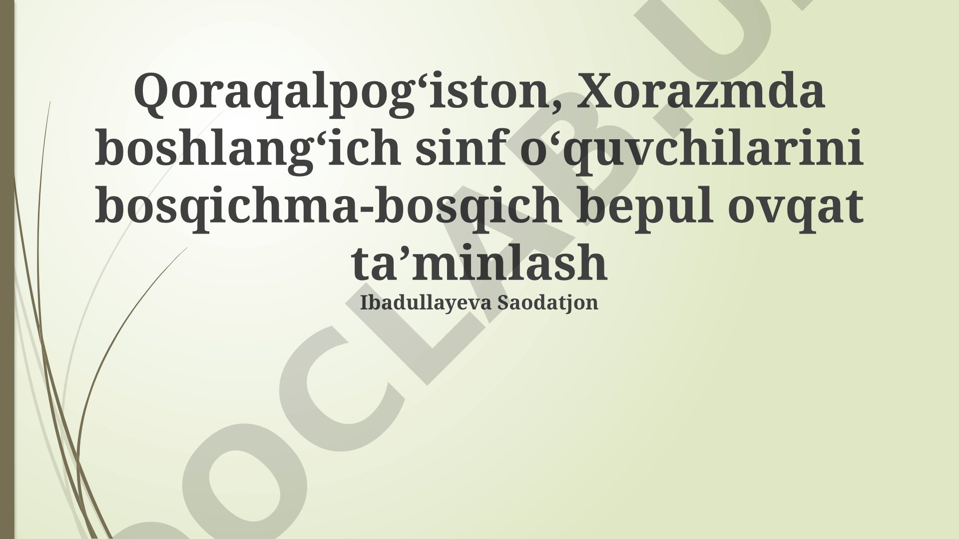 Qoraqalpog‘iston, Xorazmda boshlang‘ich sinf o‘quvchilarini bosqichma-bosqich bepul ovqat ta’minlash
