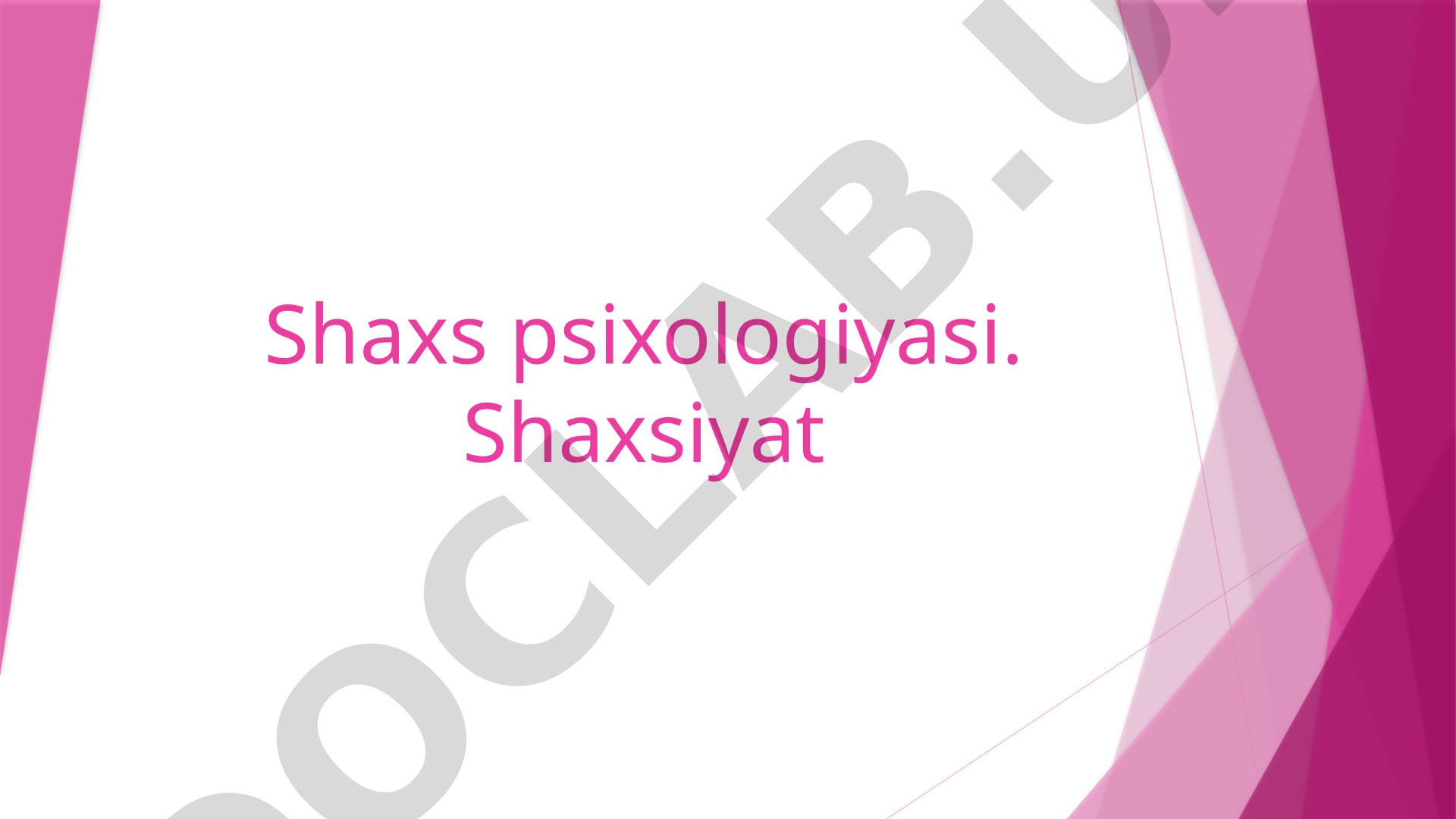 Shaxs psixologiyasi va shaxsiyat tushunchasi