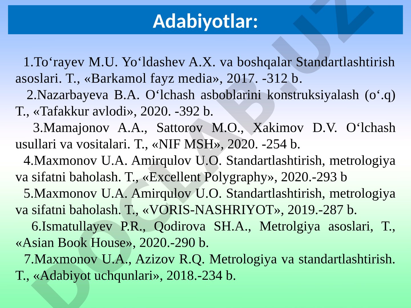 Fan to’g’risida umumiy ma’lumotlar