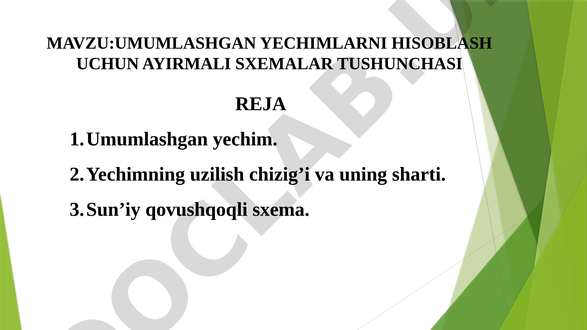 Umumlashgan yechimlar va ayirmali sxemalar tushunchasi