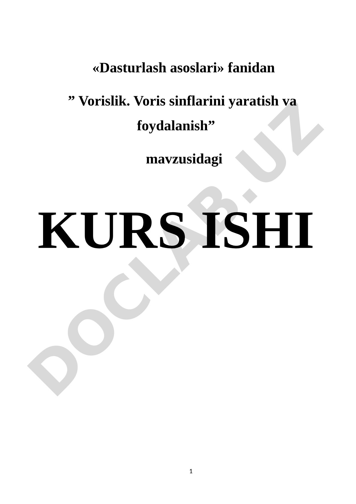 Vorislik. Voris sinflarini yaratish va foydalanish