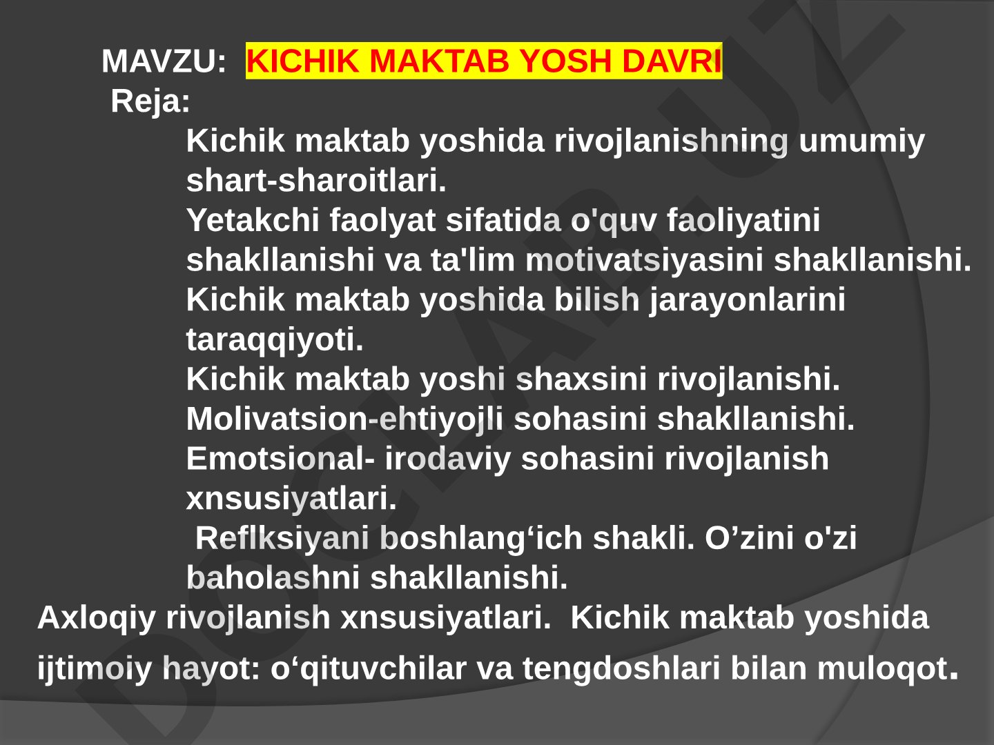 Kichik maktab yosh davri
