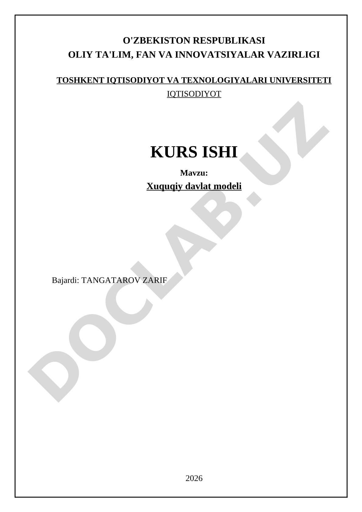 Xuquqiy davlat modeli