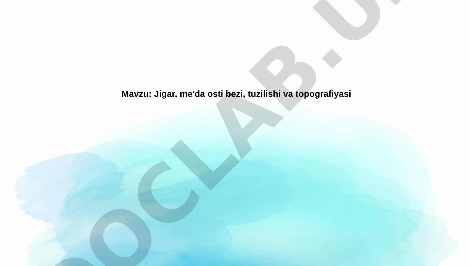Jigar, me'da osti bezi, tuzilishi va topografiyasi