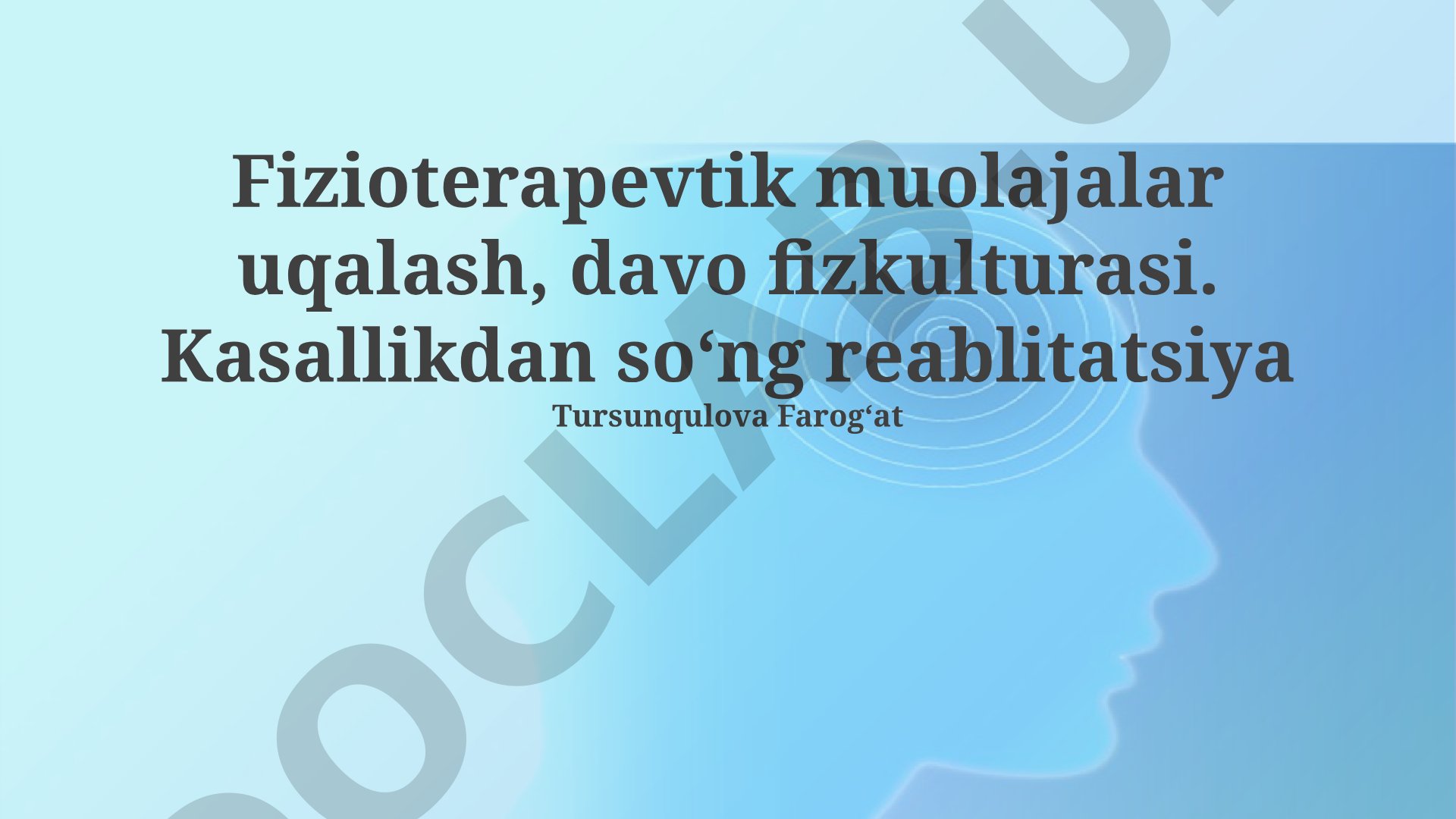 Fizioterapevtik muolajalar uqalash, davo fizkulturasi. Kasallikdan soʻng reablitatsiya