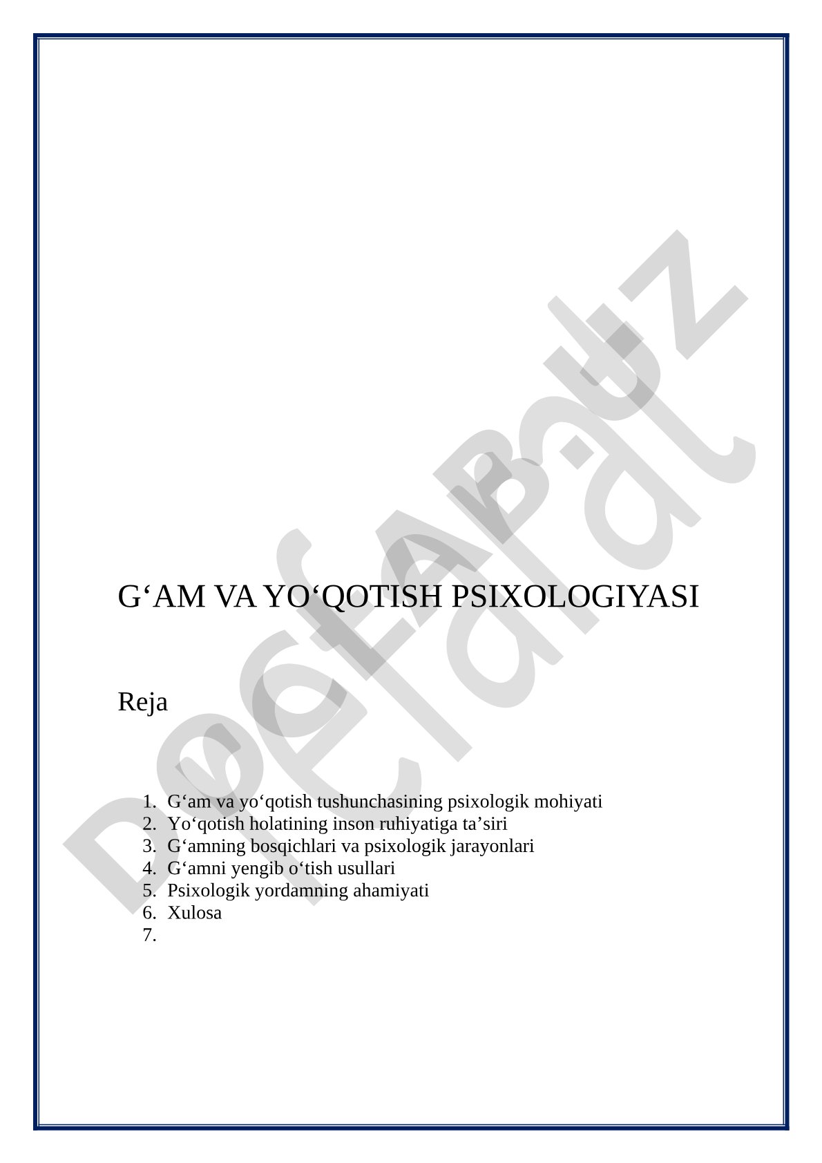 G'am va yo'qotish psixologiyasi