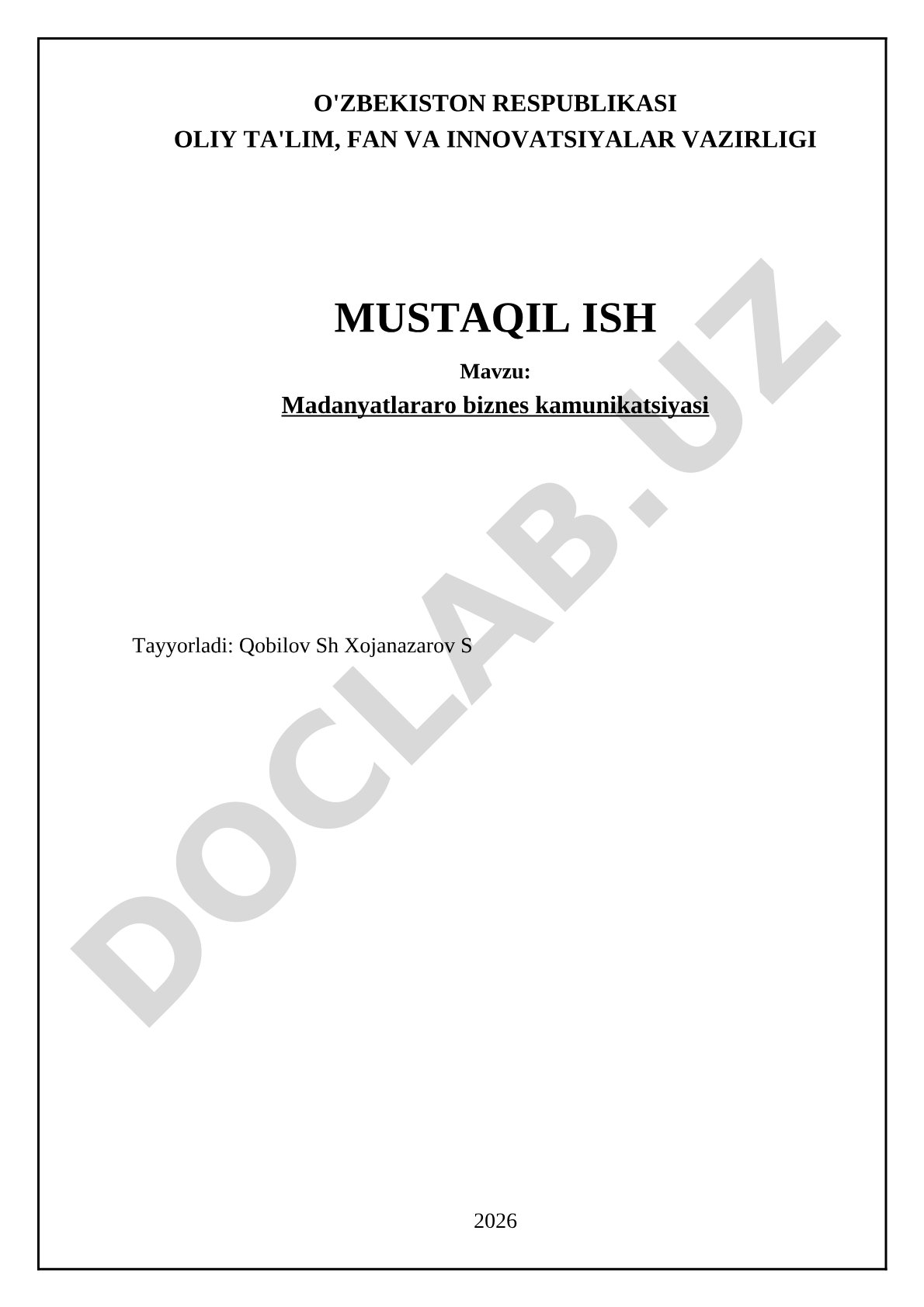 Madaniyatlararo biznes kommunikatsiyasi