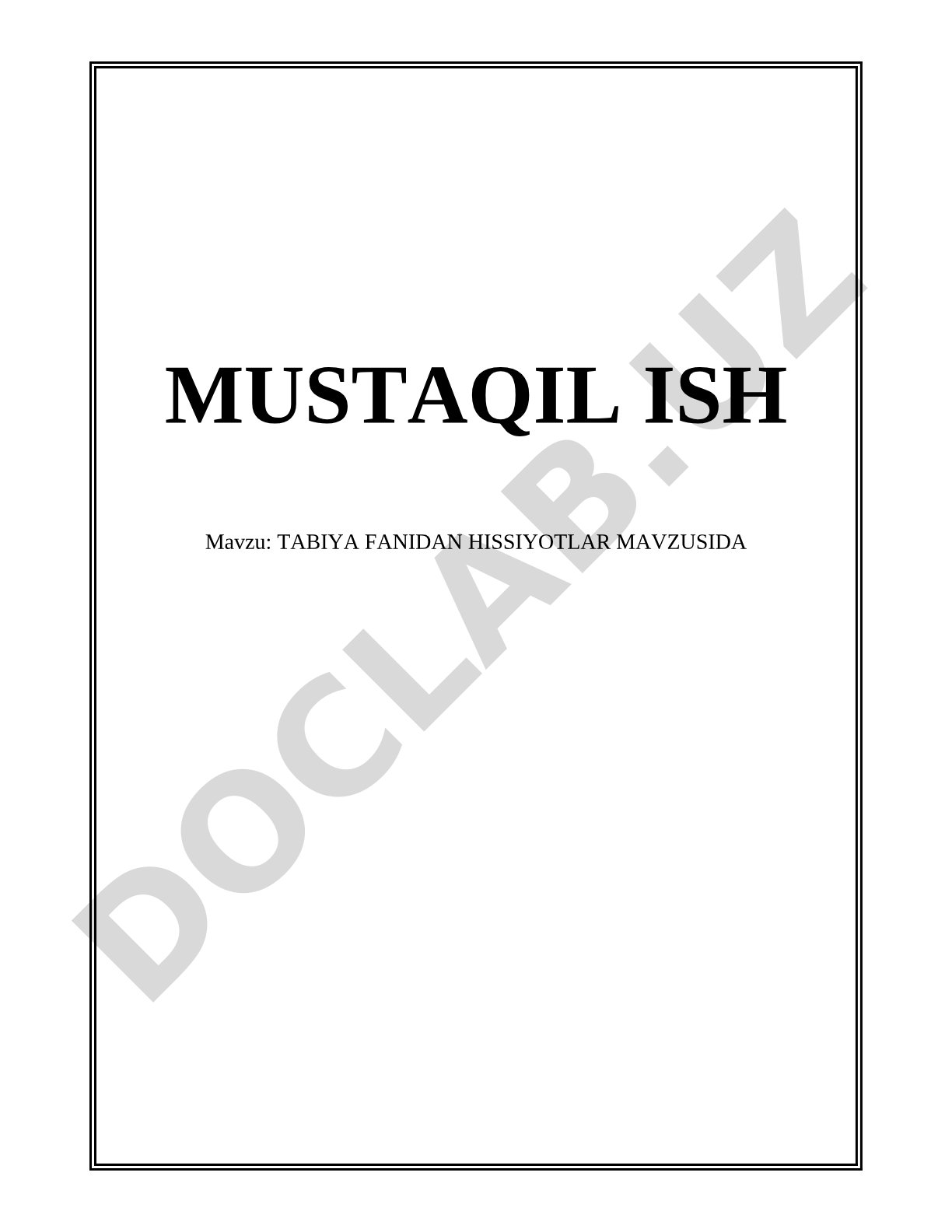 Tabiya fanidan hissiyotlar mavzusida
