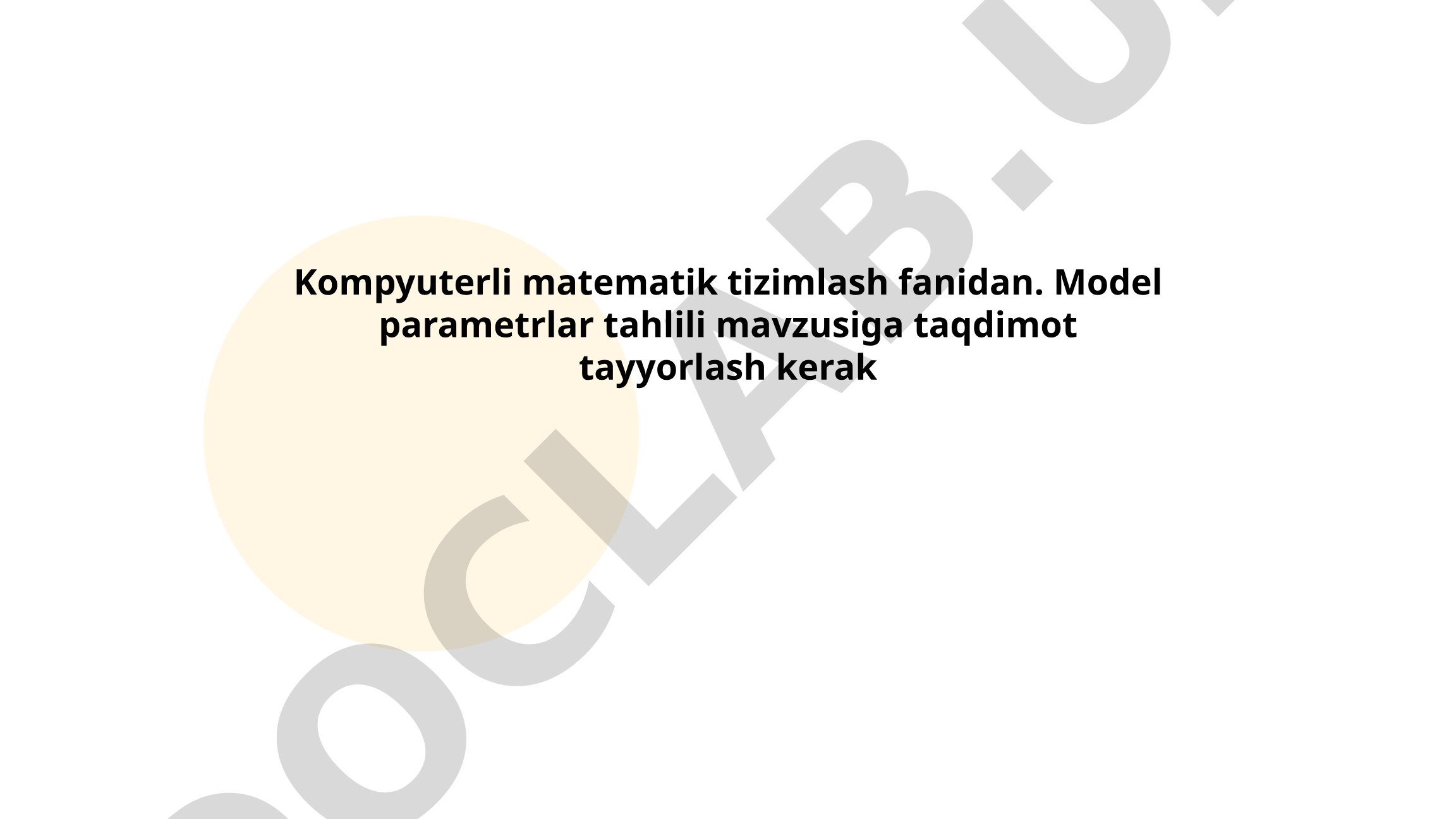 Model parametrlar tahlili