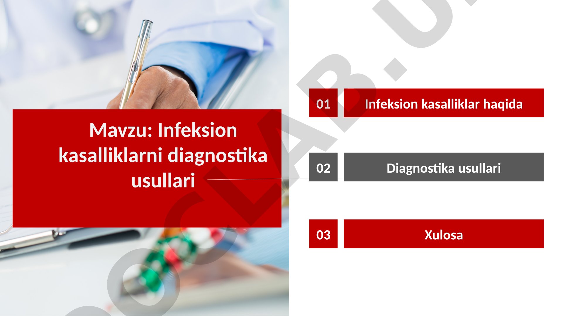 Infeksion kasalliklarni diagnostika usullari