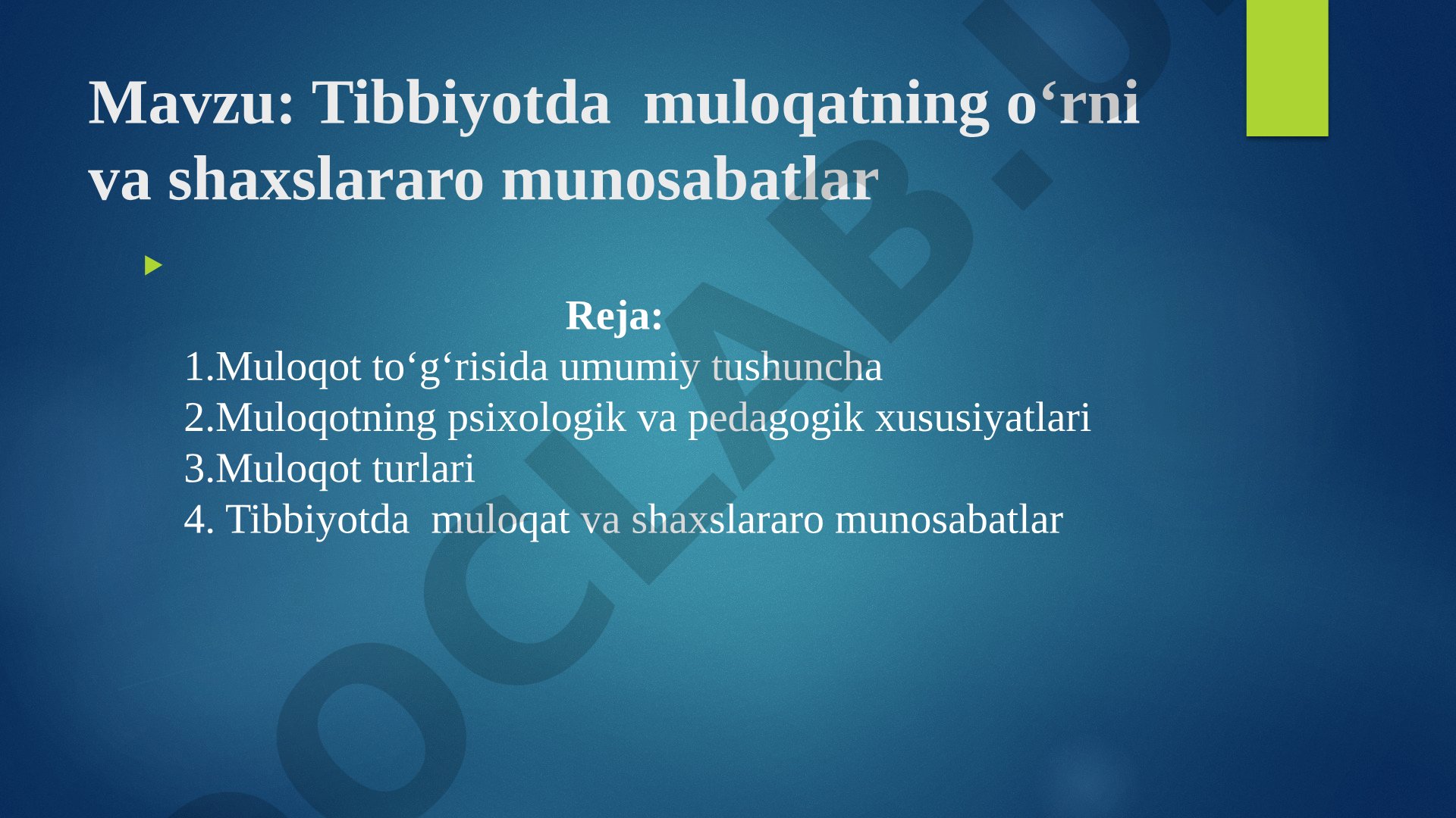 Tibbiyotda muloqotning o‘rni va shaxslararo munosabatlar