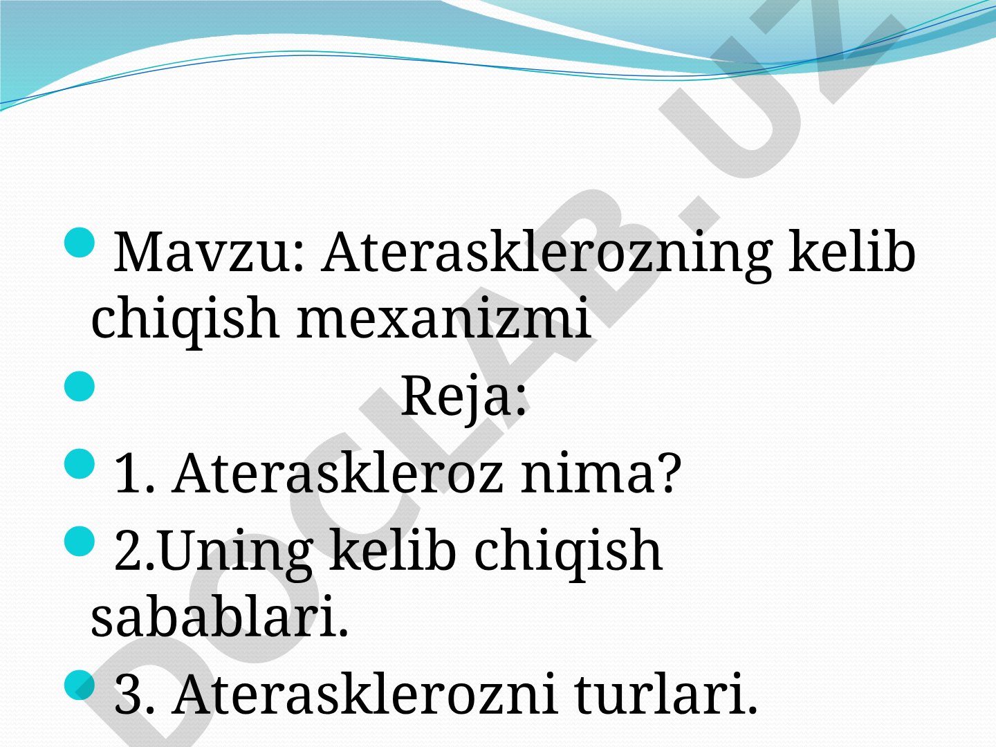Aterasklerozning kelib chiqish mexanizmi