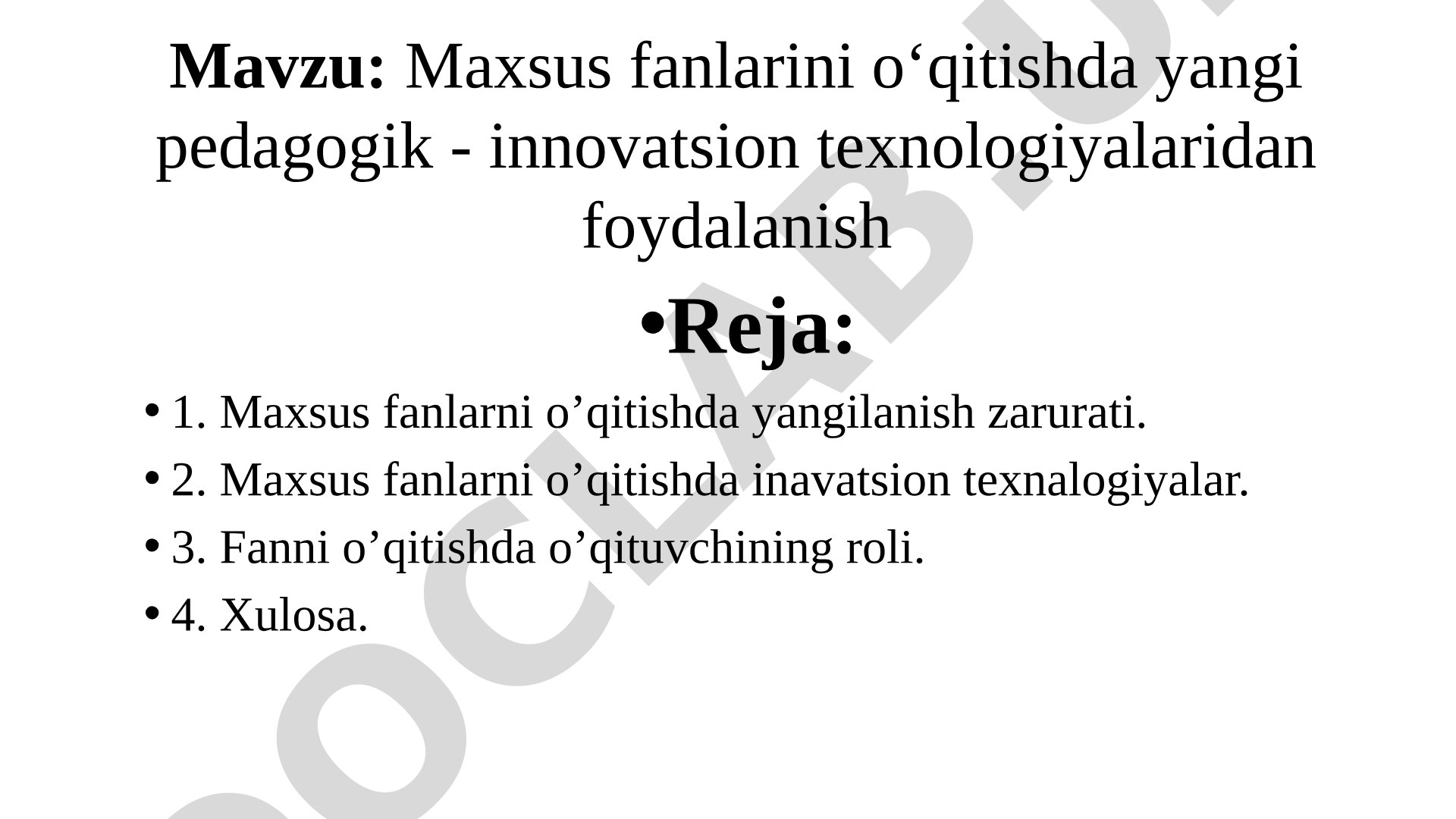 Maxsus fanlarini o‘qitishda yangi pedagogik - innovatsion texnologiyalaridan foydalanish