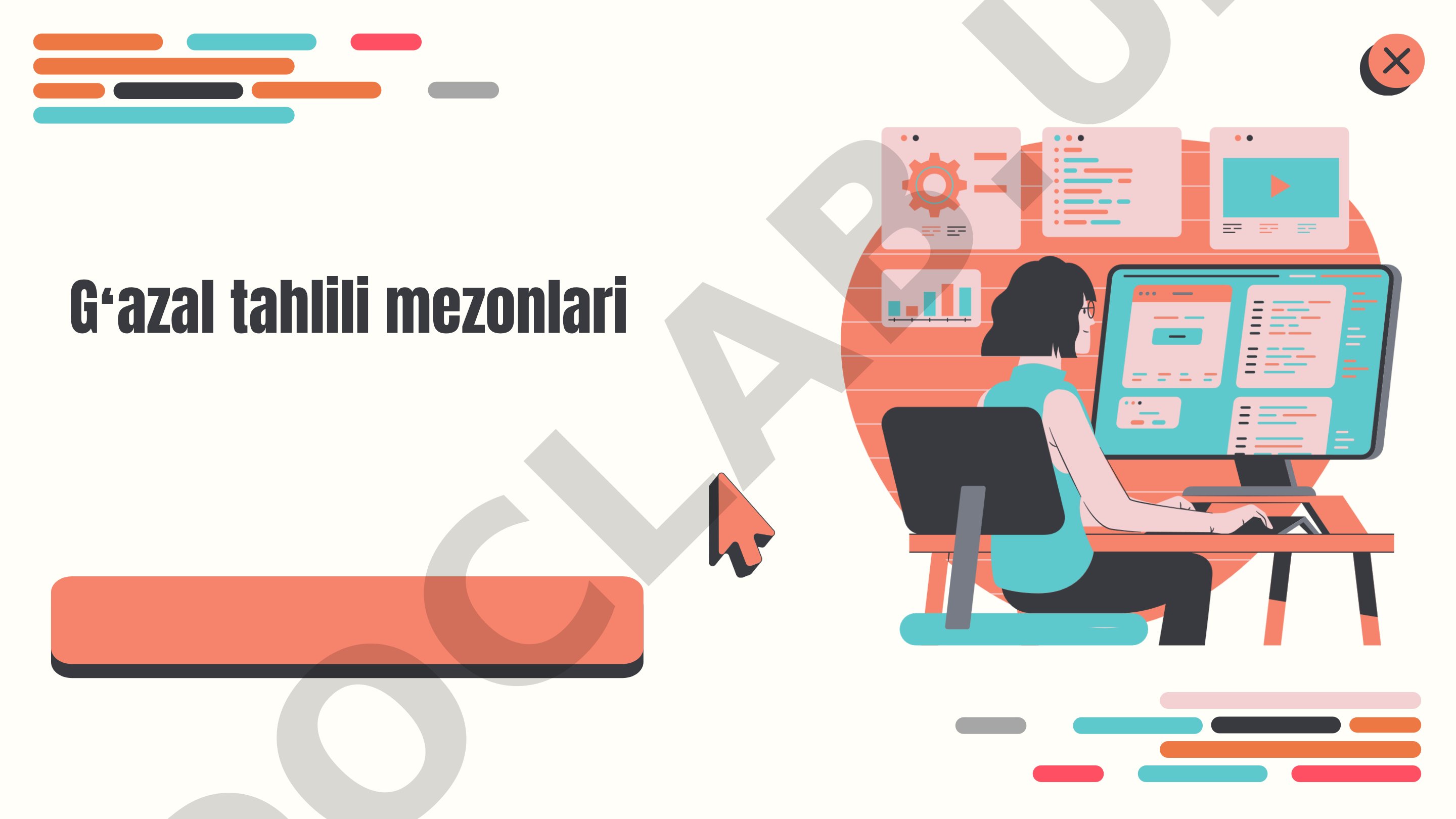 Gʻazal tuzilishi, bayt, qofiya, radif elementlari va tahlil mezonlari yoritilgan