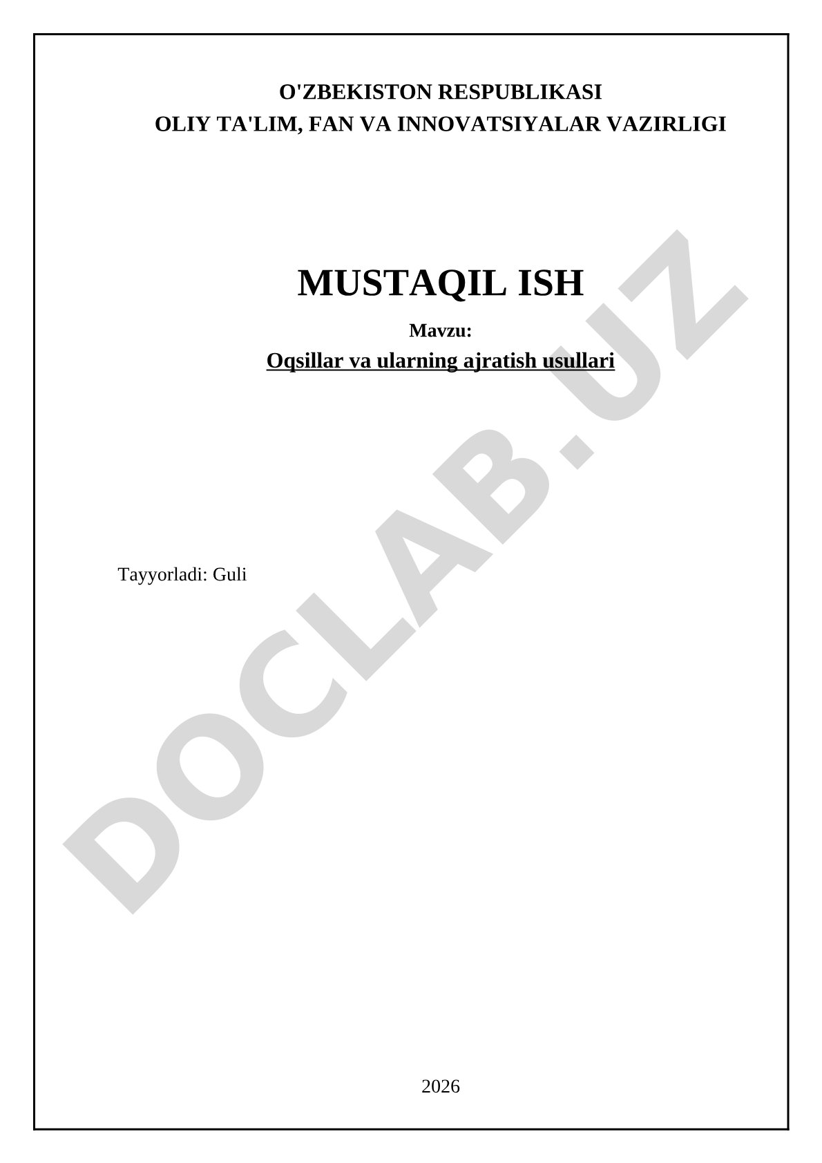 Oqsillar va ularning ajratish usullari